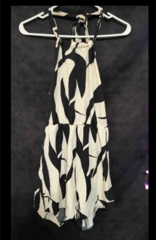 Black and white halter Romper