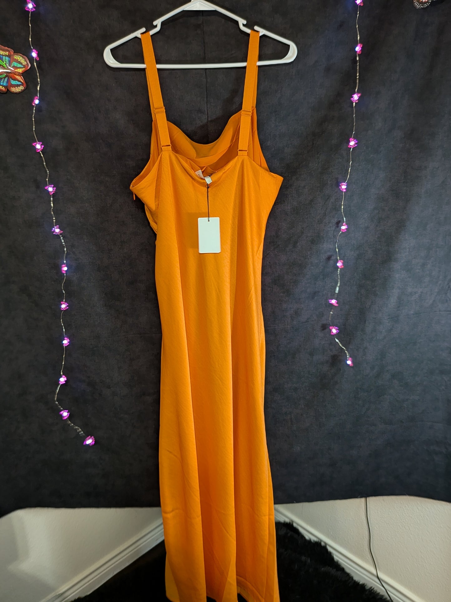 Orange long dress with split on side