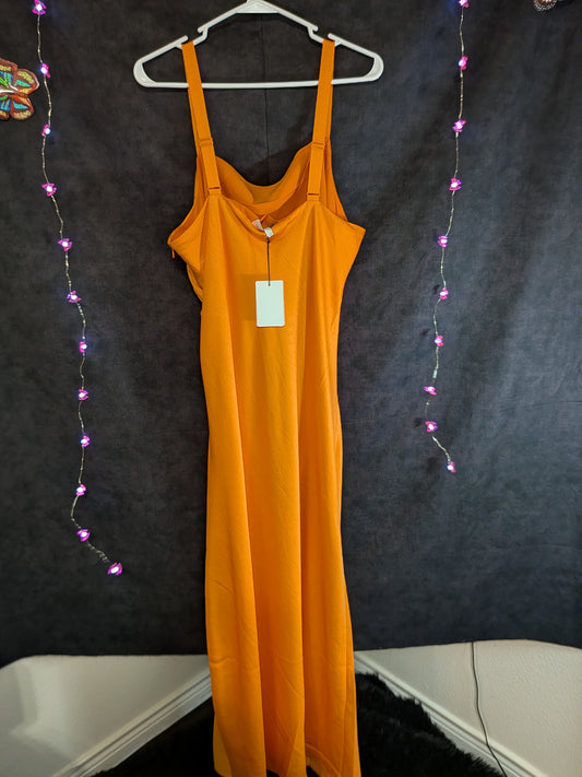 Orange long dress with split on side